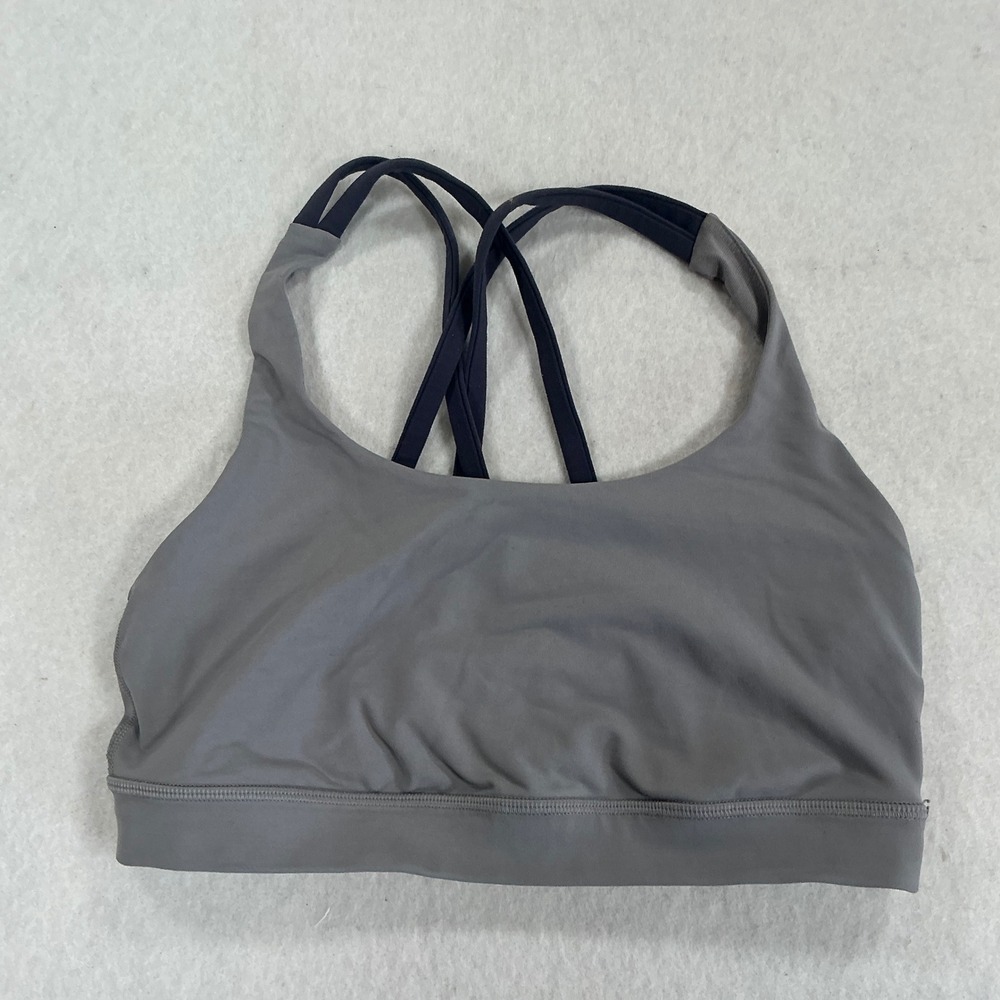 Lululemon Free To Be Wild Sports Bra Grey Navy Blue Size 6 W2S40S